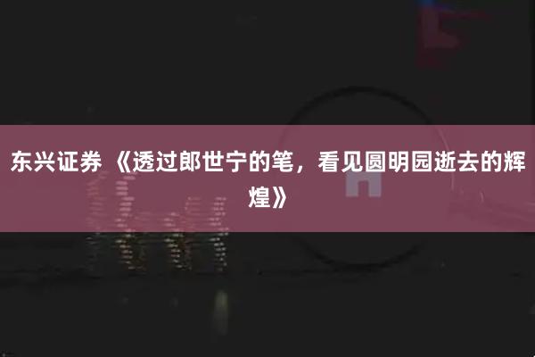 东兴证券 《透过郎世宁的笔,看见圆明园逝去的辉煌》